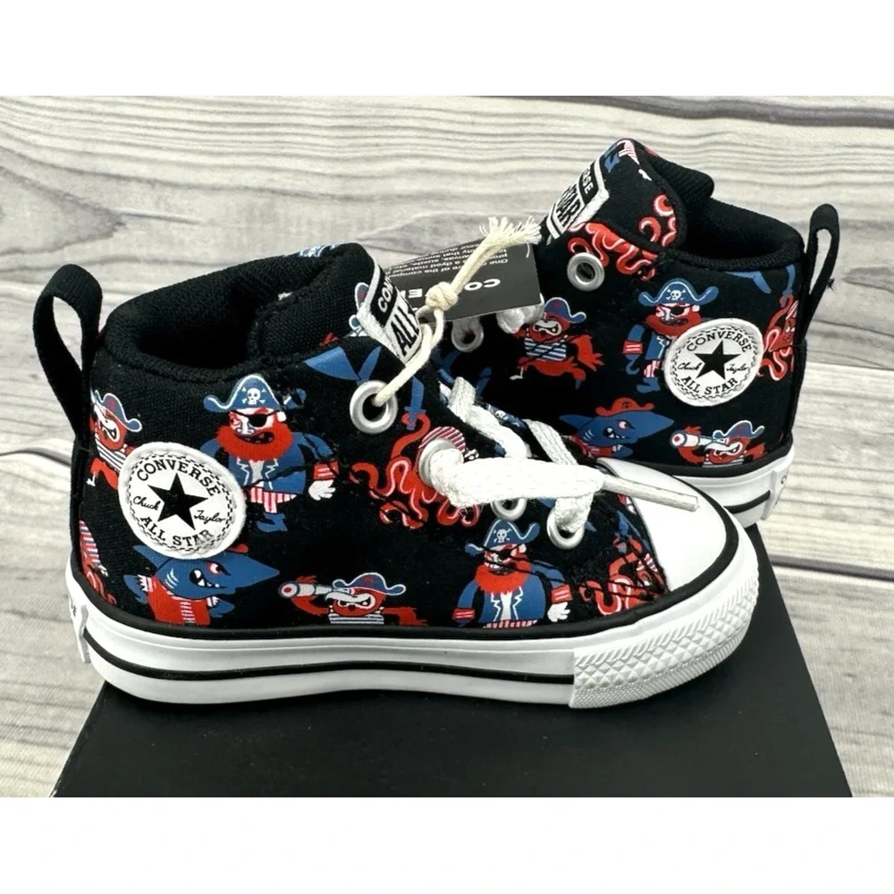 CONVERSE CHUCK TAYLOR ALL STAR‎ STREET PIRATE PRINT SNEAKERS Infant Size 4 BLACK